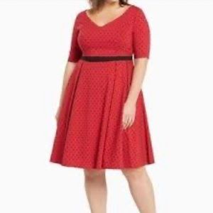 Retro Chic red polka dot vintage style dress size 18